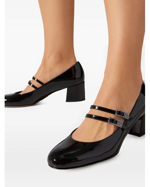 Le Silla Black Danielle Mary Jane Double-Strap Pumps