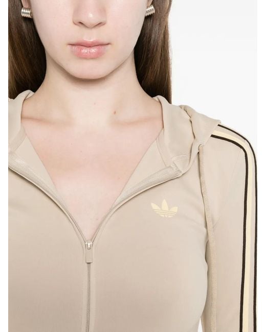 Adidas Natural Striped Hooded Hoodie