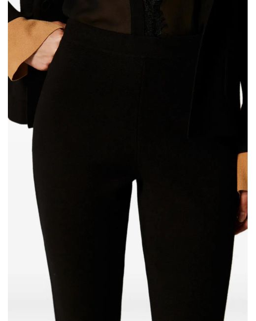 Twinset Black Pantalon En Maille À Coupe Évasée