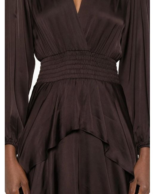 Maje Black V-Neck Ruffled Mini Dress