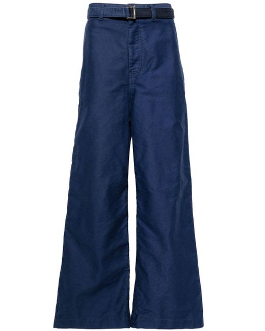 Sacai Blue Belted Wide-leg Trousers for men