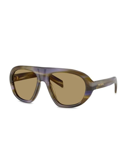 Prada Brown Wrap-Frame Pilot Sunglasses