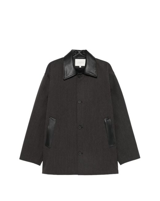 Studio Nicholson Black Meter Leather-Collar Jacket for men
