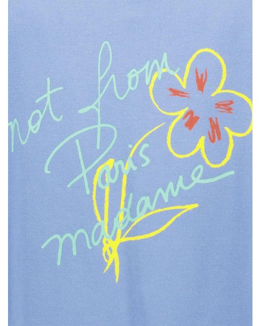 Drole de Monsieur Blue Esquisse Slogan-Print T-Shirt for men