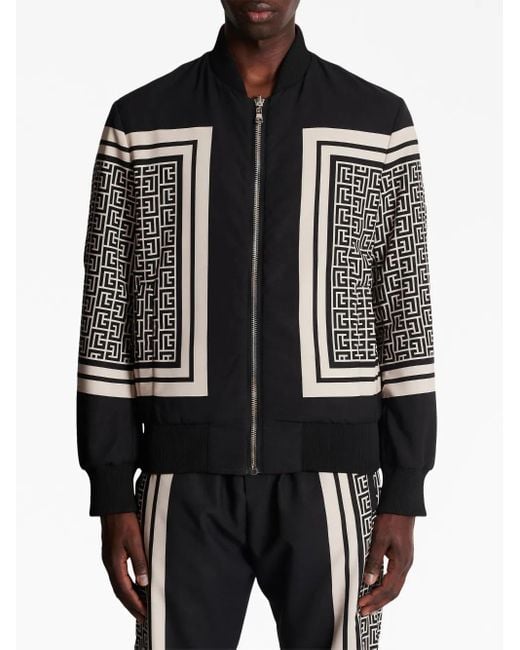 メンズ Balmain リバーシブル モノグラム ジャケット Black
