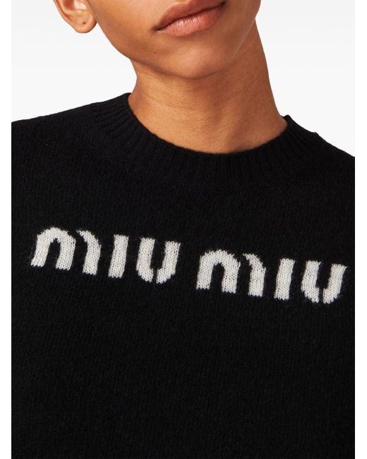 Maglione con effetto jacquard di Miu Miu in Black