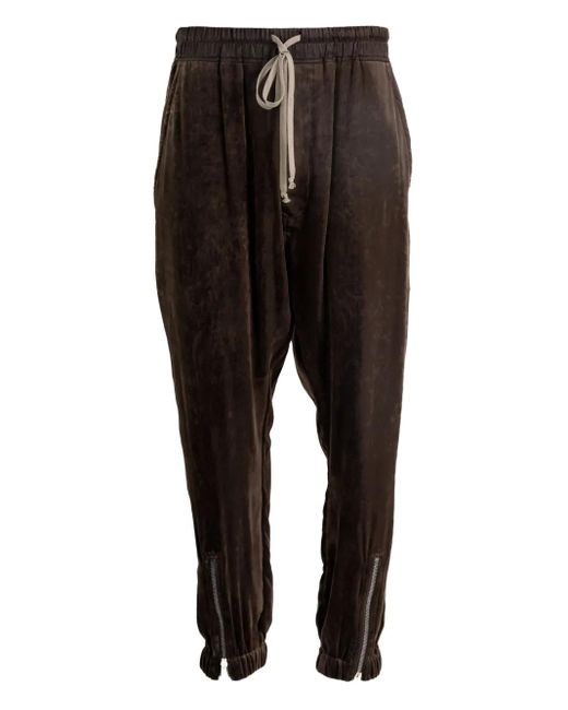 Rick Owens Black Drawstring Zip-Cuff Trousers