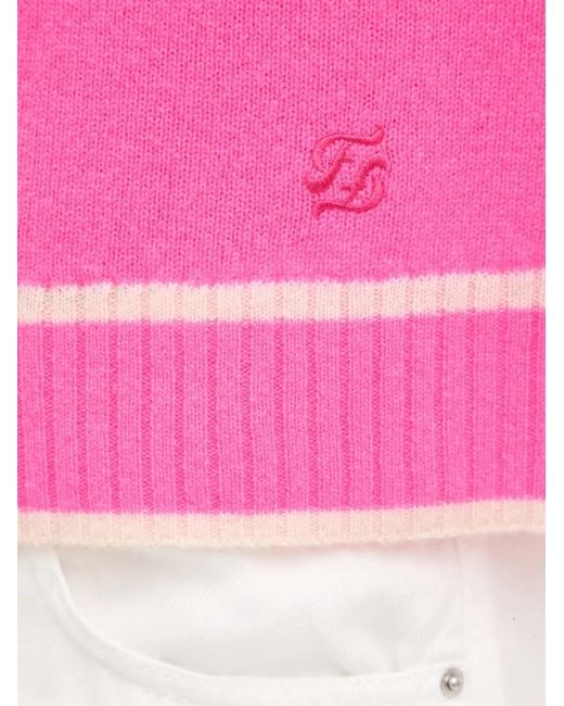 Pull Rayé À Col V From Future en coloris Pink
