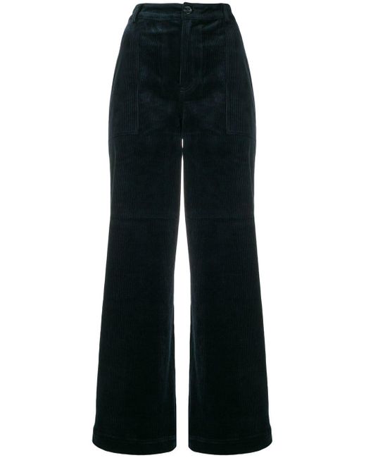 Ganni Blue Wide-leg Corduroy Trousers