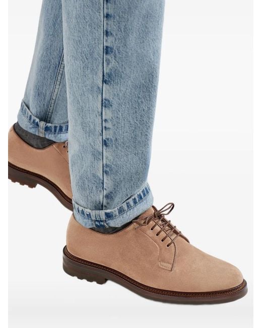 Brunello Cucinelli Brown Suede Lace-Up Shoes for men