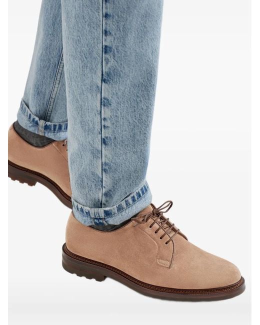 Brunello Cucinelli Brown Suede Lace-Up Shoes for men
