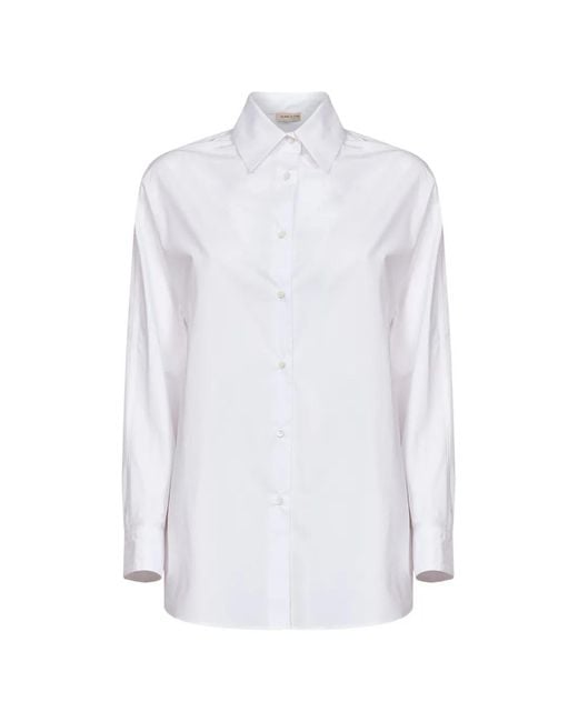 Blanca Vita White Cotton Curved-Hem Shirt