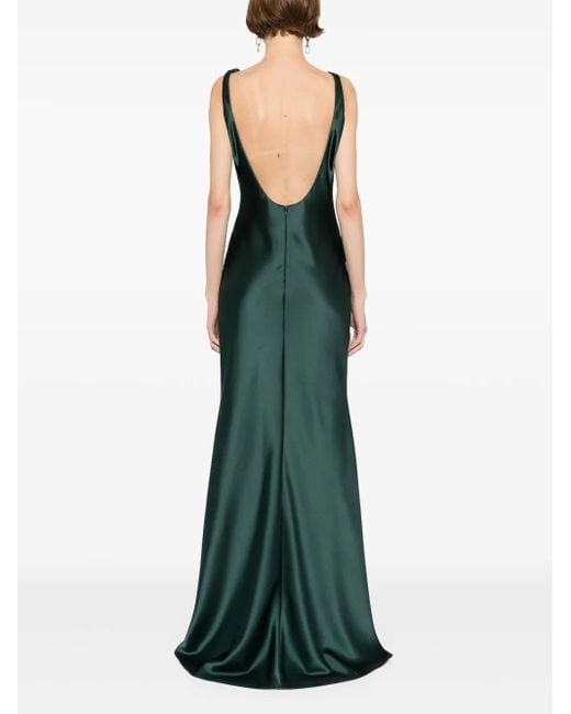 Amsale Green Bias-Cut Cowl-Neck Dress