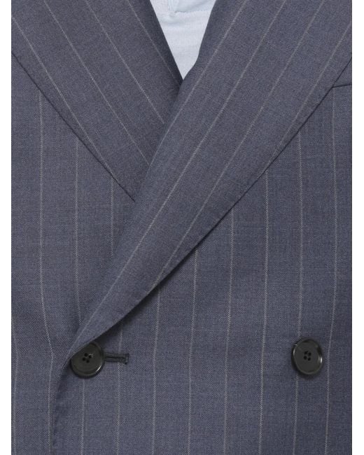 Caruso Blue Pinstripe Double-Breasted Suit for men