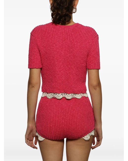 Magda Butrym Red Buttoned-Up Cropped Cardigan