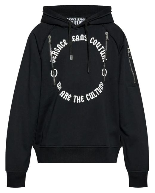Versace Jeans Couture Black Logo-Print Hoodie for men