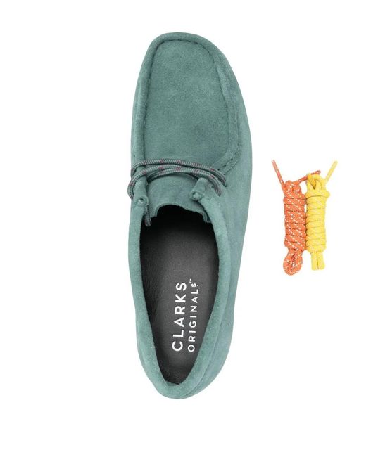 Clarks Green Colour-Block Lace-Up Loafers