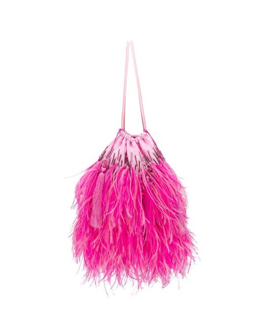 The Attico Pink Feather Pouch
