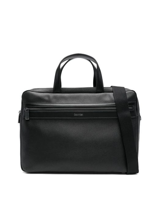 Calvin Klein Black Zip Commuter Briefcase for men