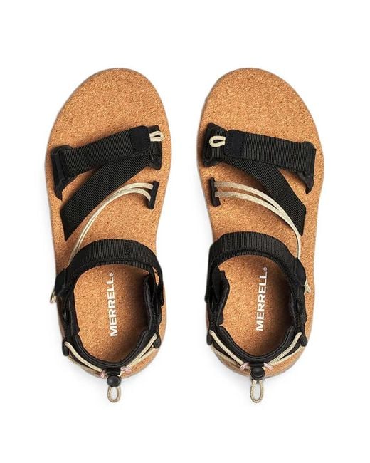 Merrell Black Touch-Strap Cork-Sole Sandals