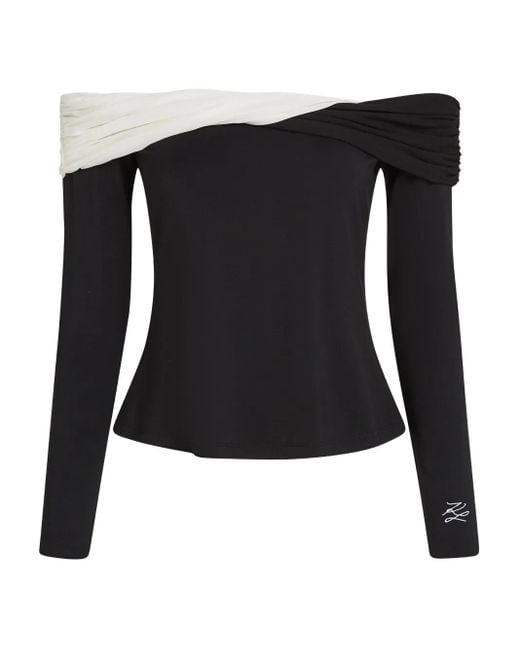Karl Lagerfeld Black Off-Shoulder Top