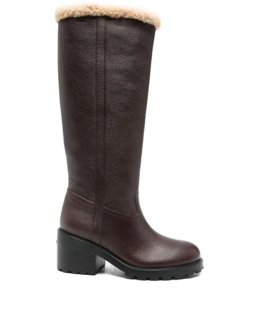 Bally Brown Gusto Shearling-Trim Boots