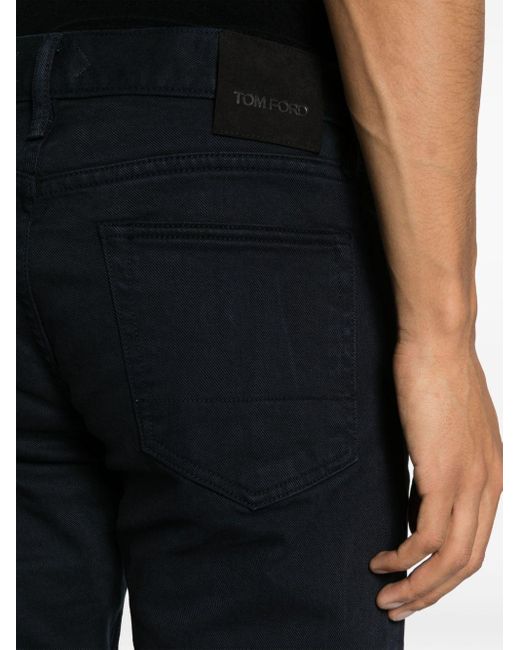 Jeans slim Selvedge di Tom Ford in Black da Uomo