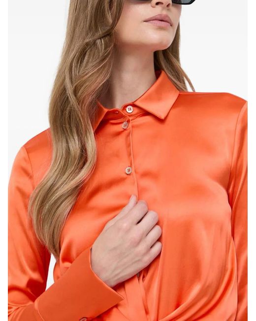 Patrizia Pepe Orange Buttoned Twist-Detailed Mini Dress