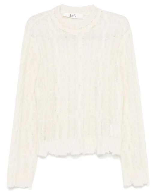 Séfr Natural Open Knit Mohair Sweater