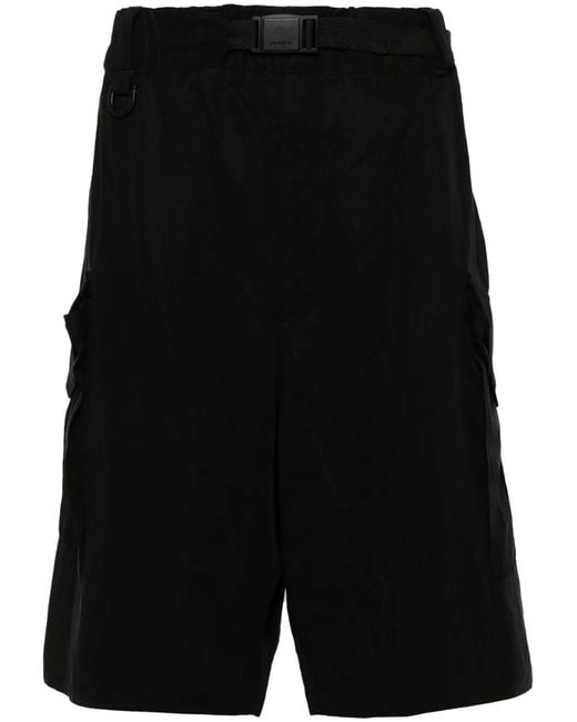 Y-3 Black Twill Cargo Shorts for men