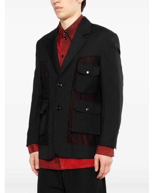 ANDERSSON BELL Black Pinstripe Patch Pocket Jacket for men