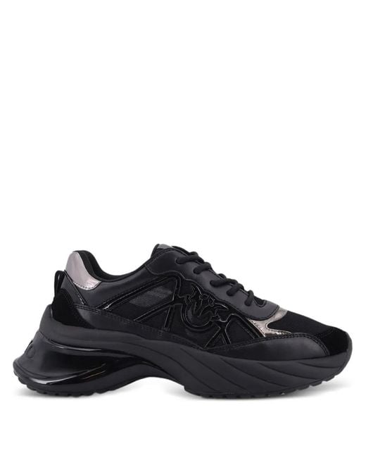 Pinko Black Love Birds Logo Sneakers
