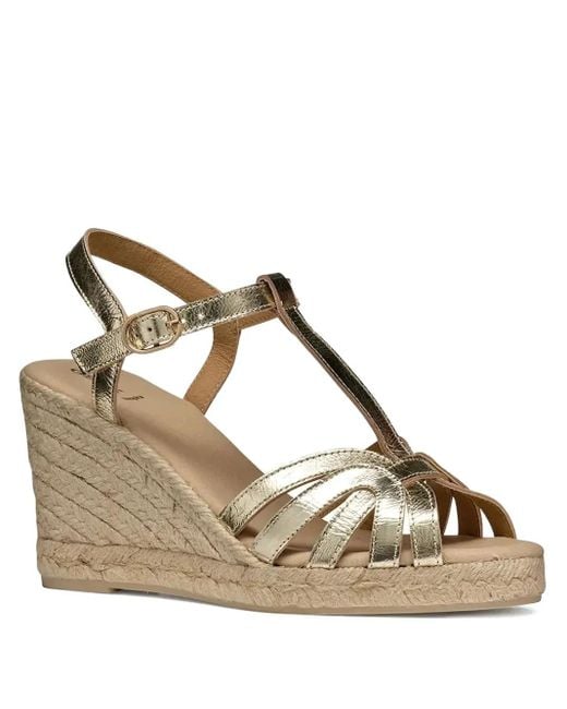 Geox Metallic 95Mm Gelsa T-Strap Wedge Espadrilles