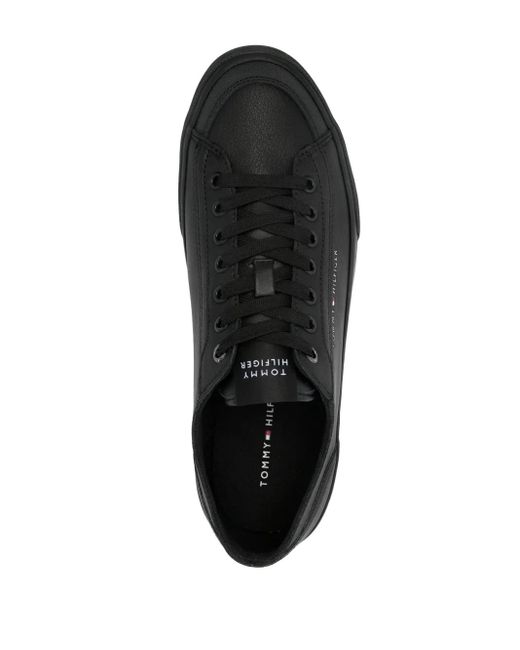 Tommy Hilfiger Black Logo-Print Sneakers for men