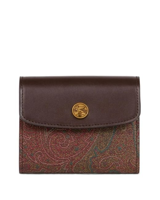 Etro Brown Arnica Tri-Fold Paisley-Print Wallet