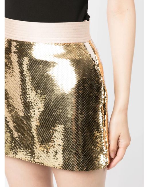 Alex Perry Natural Sequin-Embellished Mini Skirt