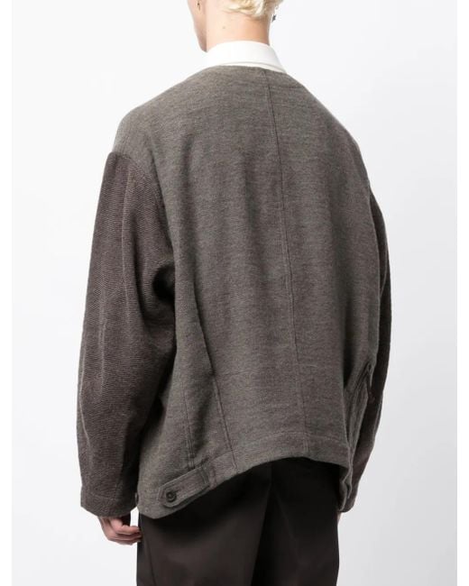 Ziggy Chen Black Patchwork-Design V-Neck Jacket for men