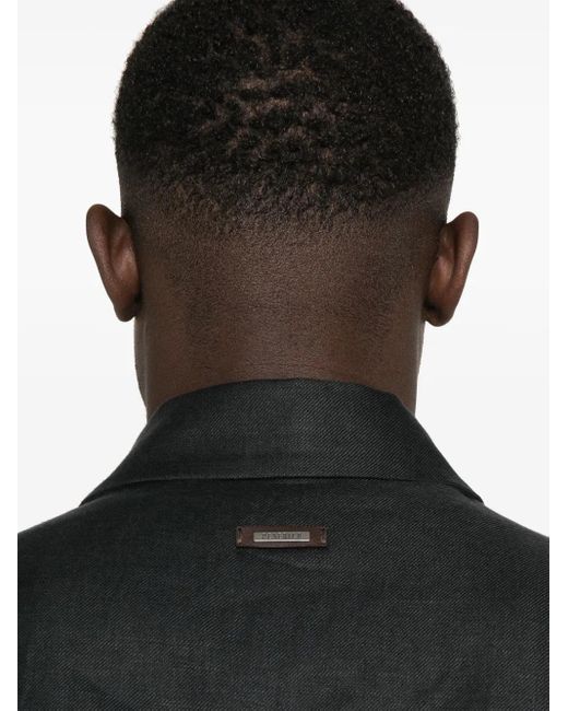 メンズ Peserico リネン オーバーシャツ Black