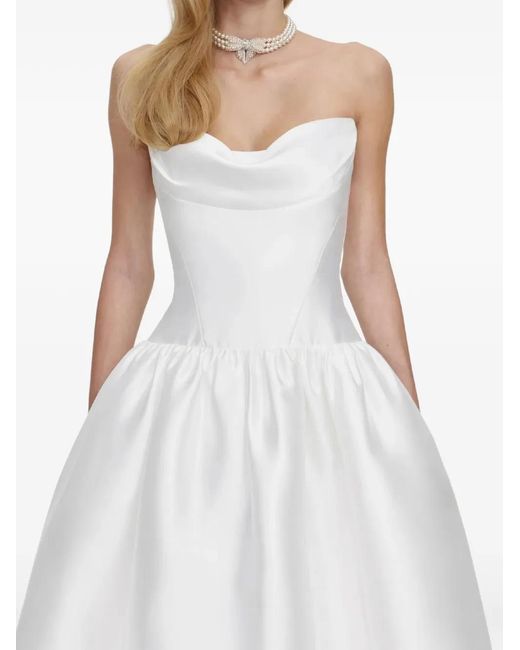 Self-Portrait White Sweetheart Flared Midi Dress
