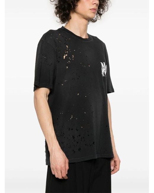Amiri T-Shirt im Distressed-Look mit Logo-Print in Black für Herren