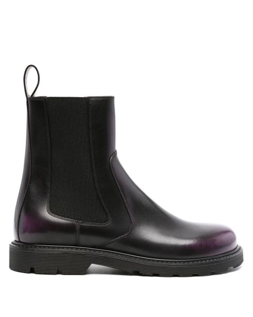 Loewe Black Purple Blaze Leather Ankle Boots