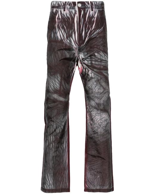 KANGHYUK Gray Abstract-Print Drop-Crotch Trousers for men