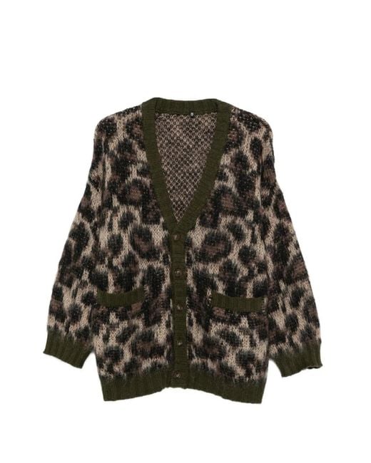 R13 Black Leopard-Pattern Cardigan