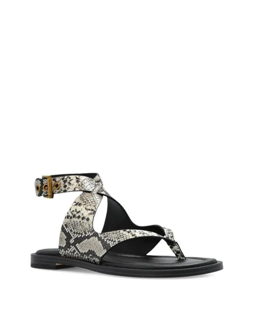 MICHAEL Michael Kors Gray Irene Embossed Snake-Motif Flat Sandals
