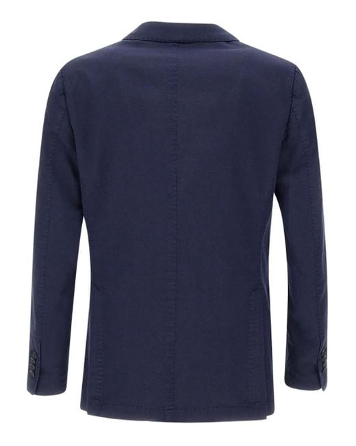 Santaniello Blue Lapel-Collar Two-Button Blazer for men