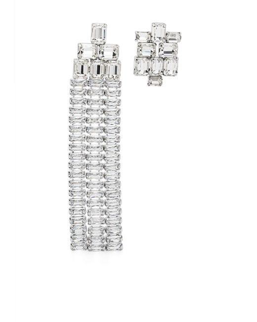 Maje White Crystal-embellished Asymmetric Earrings