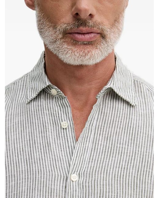 Benetton Gray Chemise Rayée À Manches Longues for men