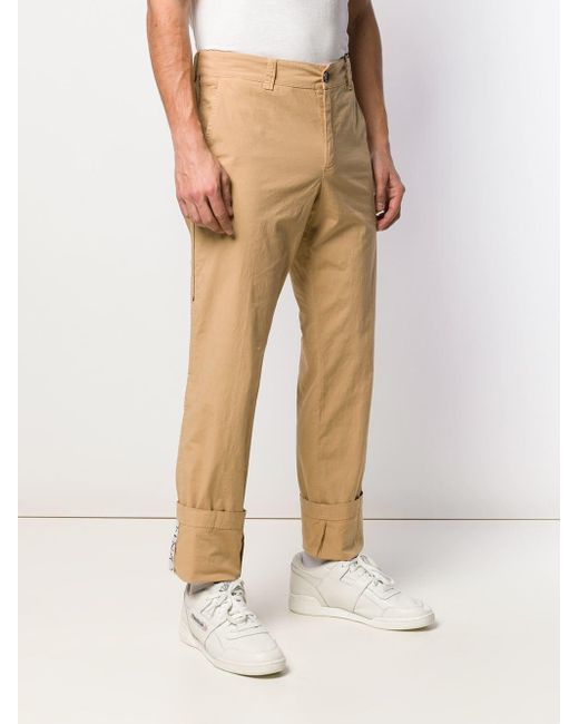 KENZO Cotton Turn Up Cuff Chinos in Brown for Men Lyst