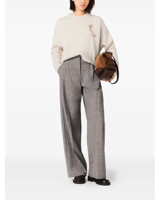 Maje Gray Checked Suit Trousers
