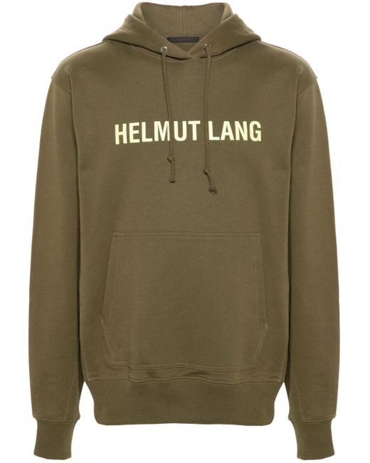 Helmut Lang Green Logo-print Cotton Hoodie for men